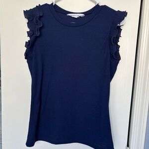 Navy blue ruffle top